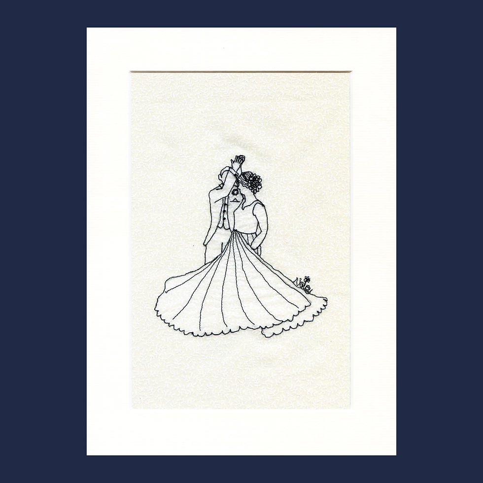 Thumbnail: Thread Sketch Bride and Groom Illustration (Bespoke)