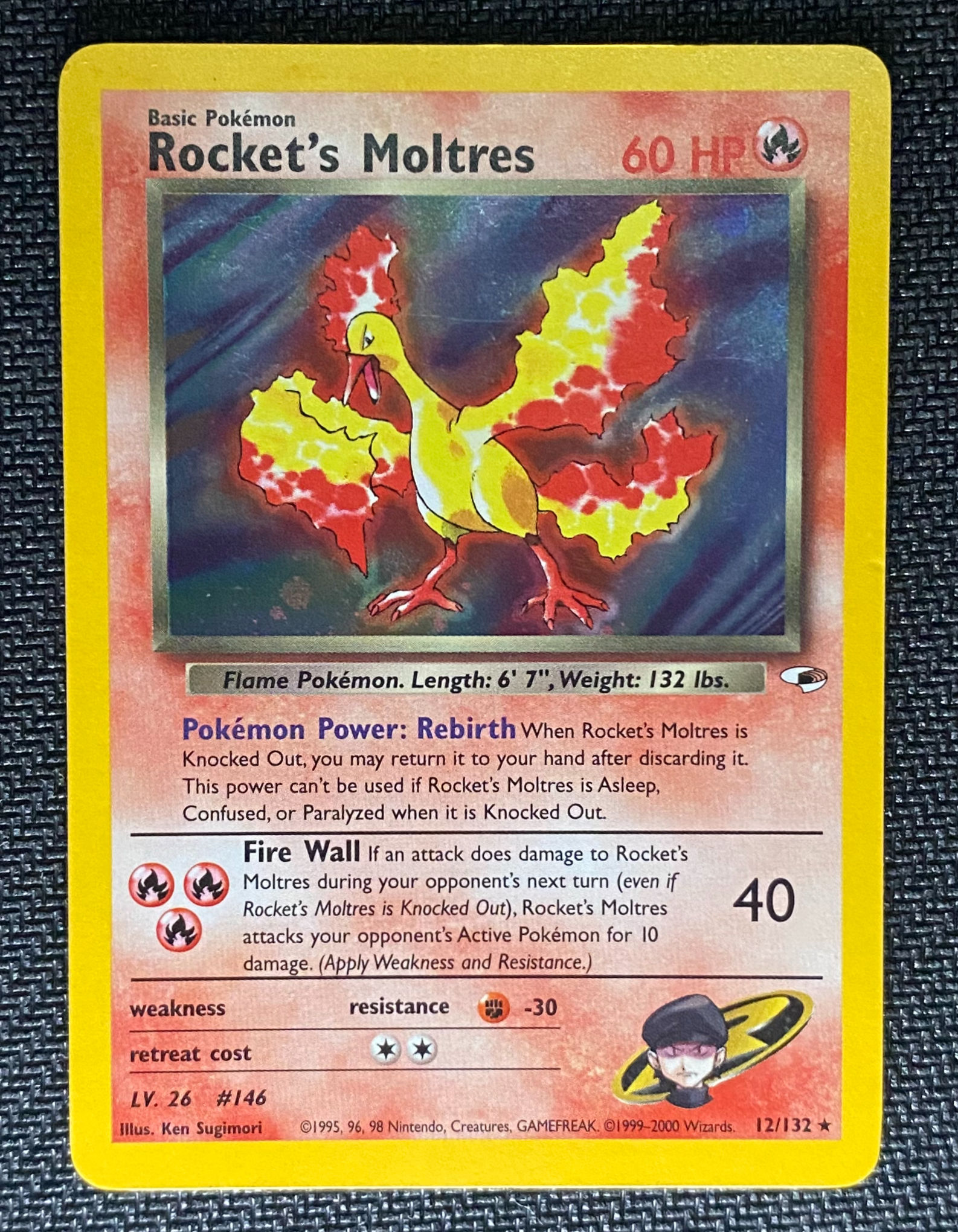 Rocket’s Moltres Pokemon Gym Challenge - 12/132 Vintage Holo 2000 (LP)