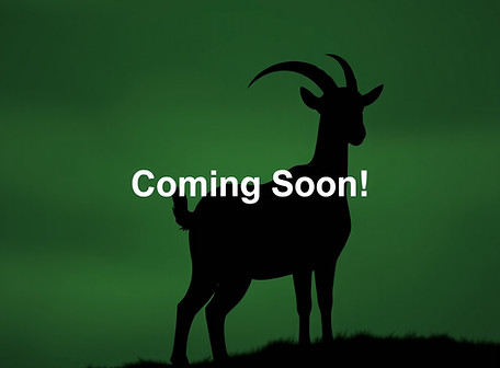 distant kiko goat silhouette on a hunter green background with the words_ Coming Soon! in