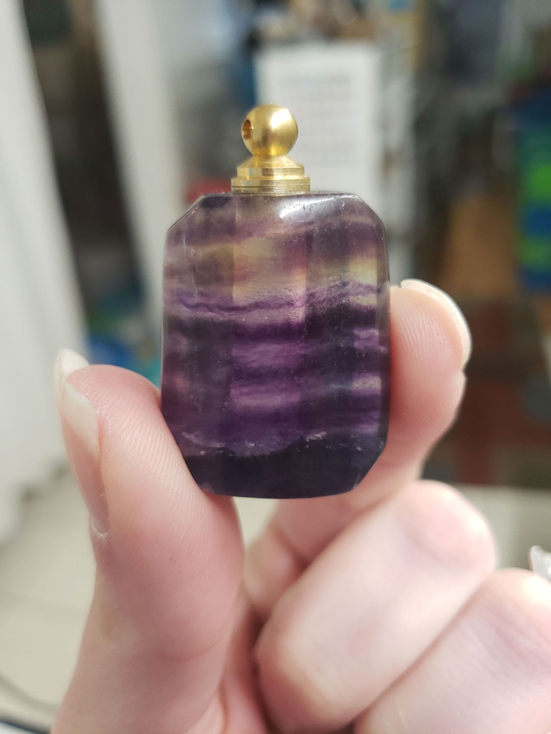 Rainbow Fluorite Essential Oil bottle Pendant 