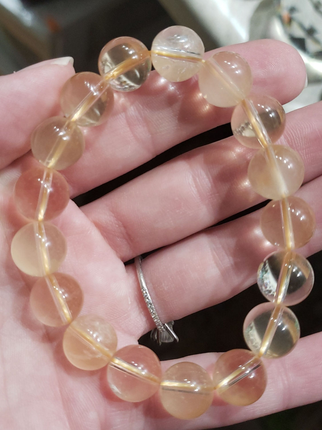 Lightly Golden Rutilated Clear Quartz Bracelet 