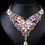 Thumbnail: High Fashion Multicolor CZ Teardrop Stone Statement Piece Necklace and E