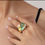 Thumbnail: Olive Green Oil Painted Rose Gold Color Ring
