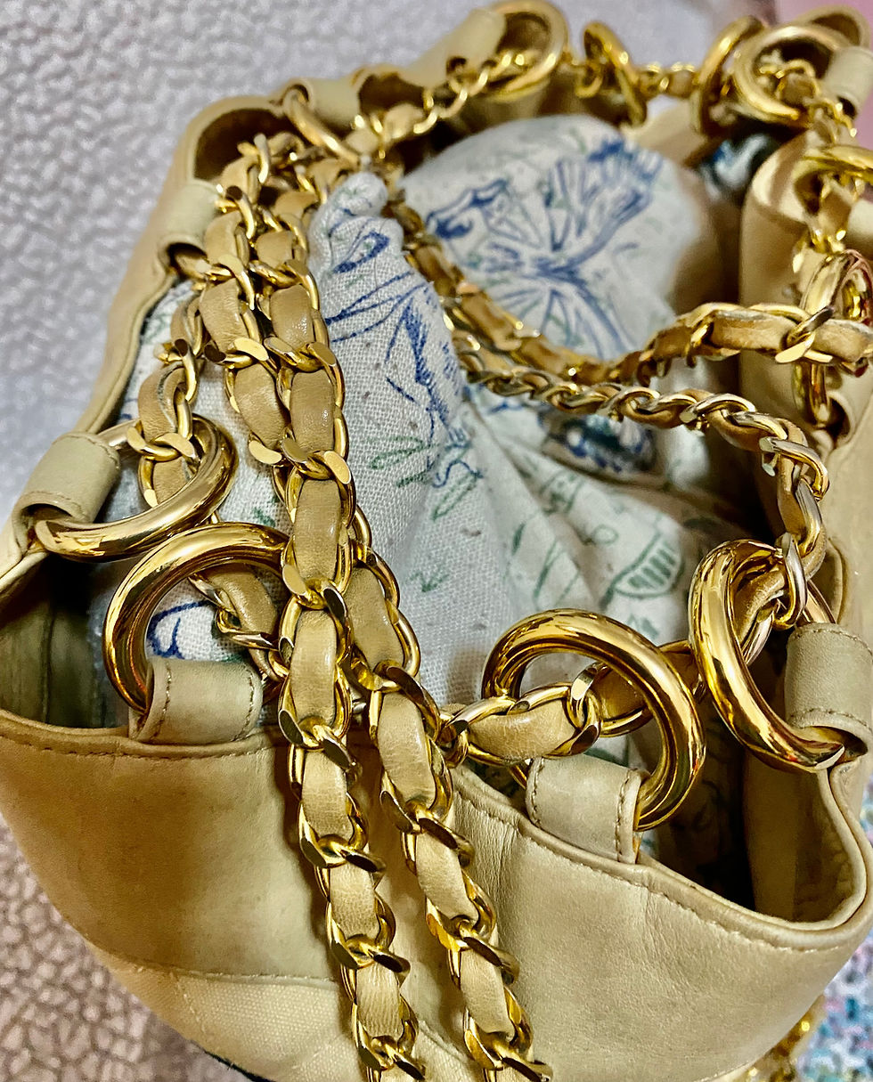 Thumbnail: Custom painted Authentic Chanel , lamb skin back bag. Vintage bag.