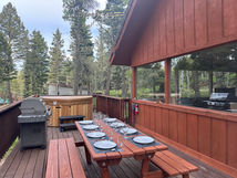 View of deck with dining table
