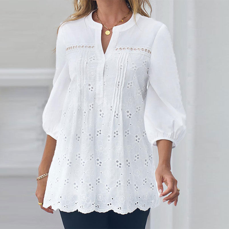 Elegant Solid Color Round Neck Top for Women