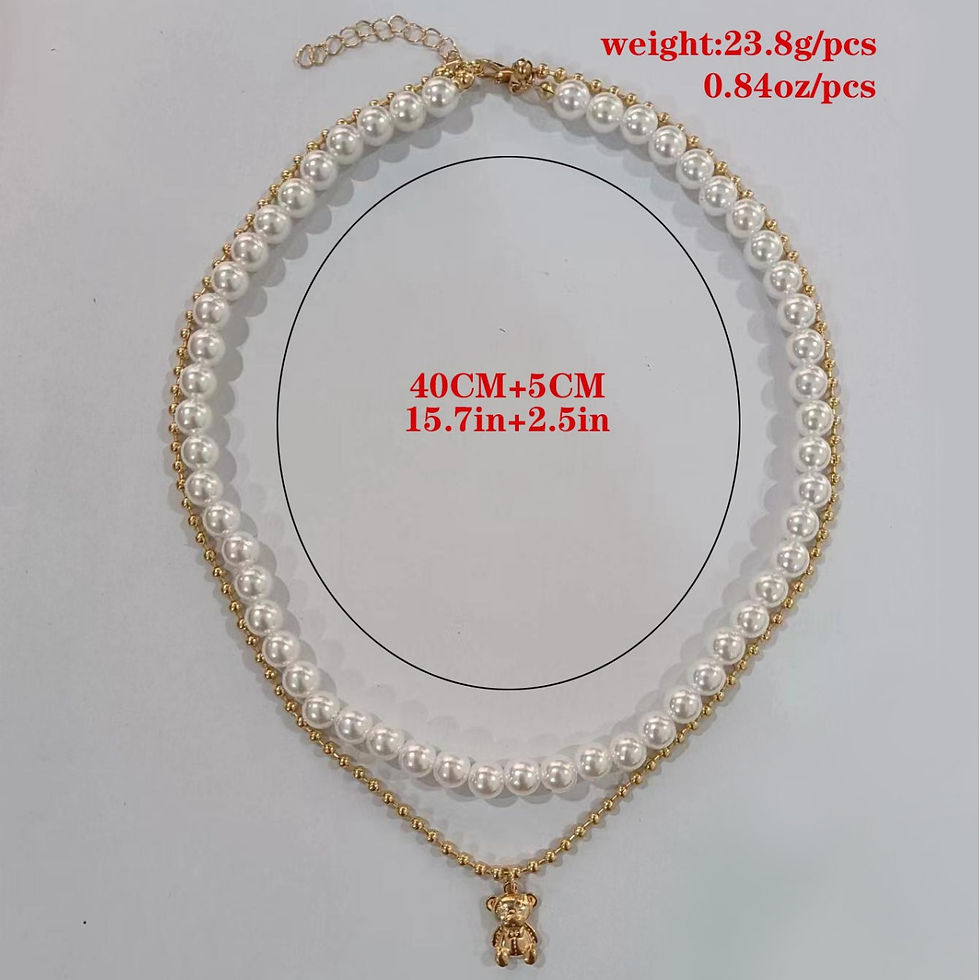 Thumbnail: Trendy Layered Pearl Necklace with Bear Pendant