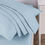 Thumbnail: DaDa Bedding Soothing SeaFoam Sky Blue Cotton Fitted Bed Sheet W/Pillow Cases