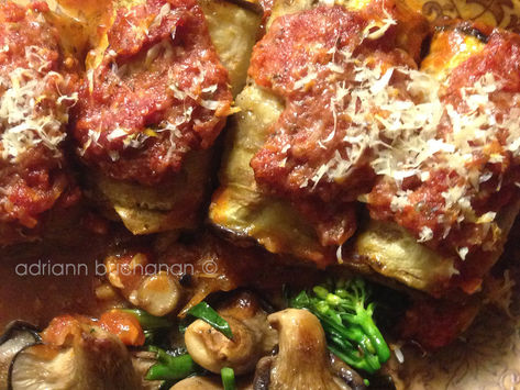 Eggplant Rollatini Stuffed with Artichokes and Chicken