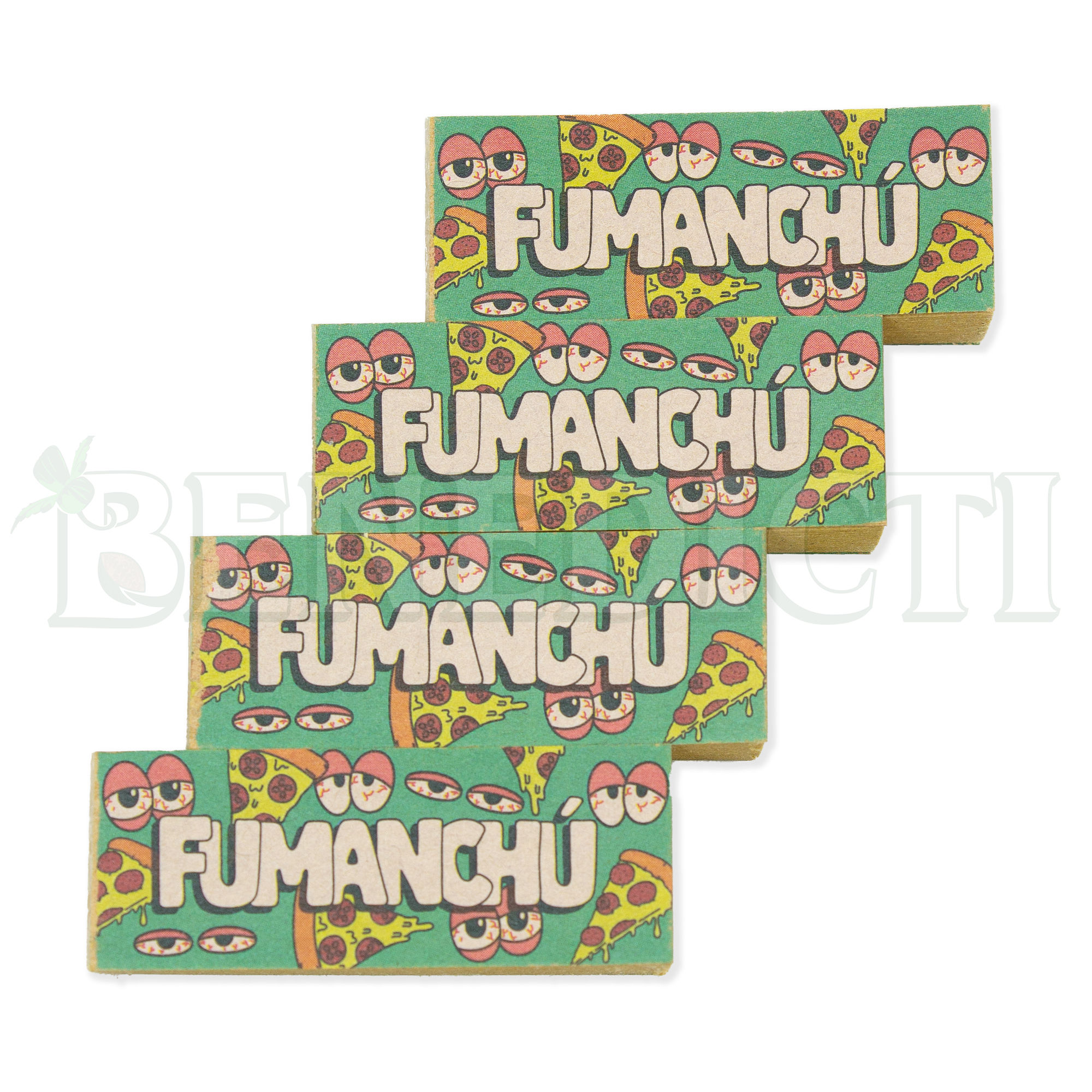 Detalle del arte de Pomps: Close-up de la firma artística de Pomps en un FUMANCHU MINI TIP, destacando la colaboración del re