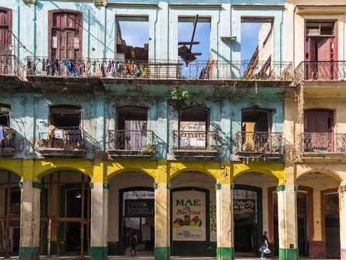 Colourful but dilapidated buildings in Havana