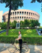 A girl outside the Tsinghua university library