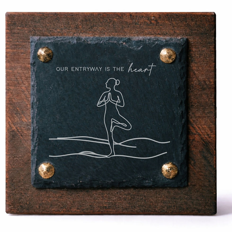 Thumbnail: Wood + Slate Hanging Art // Inspirational Yoga Plaque