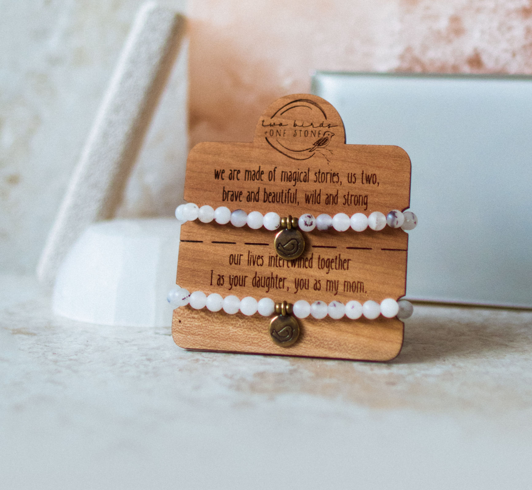 Two Birds + One Stone Snap n' Share BFF Beaded Bracelet - Rutilated Quartz