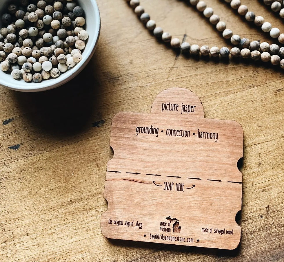 Thumbnail: Two Birds + One Stone Snap n' Share Beaded Bracelet - Picture Jasper