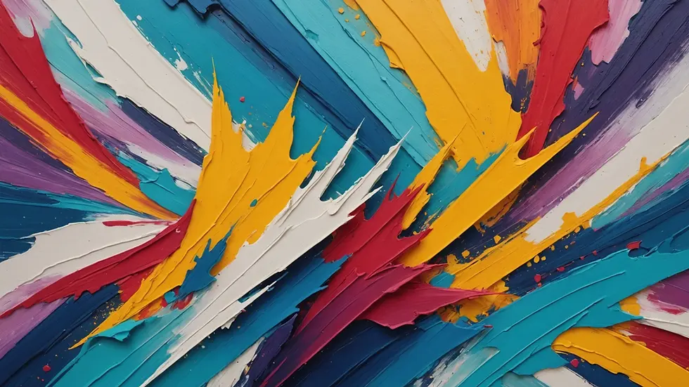 Close-up of colorful abstract canvas artwork