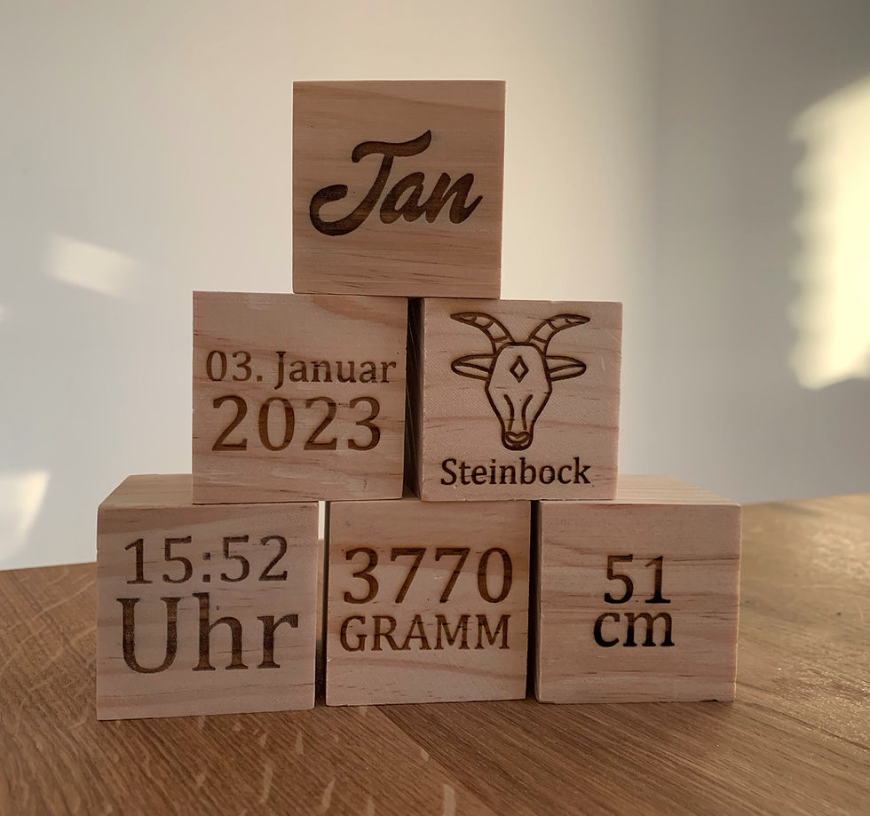Holzwürfel Lasergravur