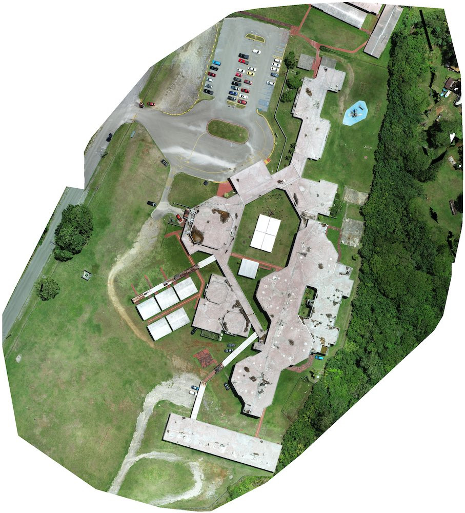An orthomosaic map of Finegayan Elementary School created by a grade-school student, under the direct supervision of 2cofly.