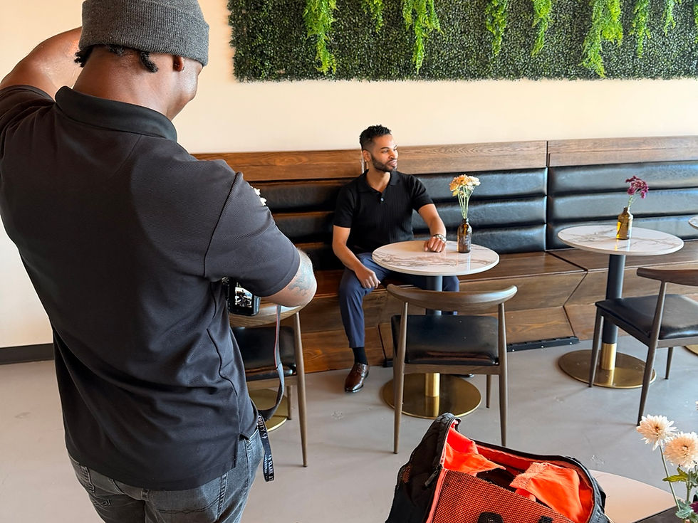 Behind the scenes of a photography shoot at Brewed Up