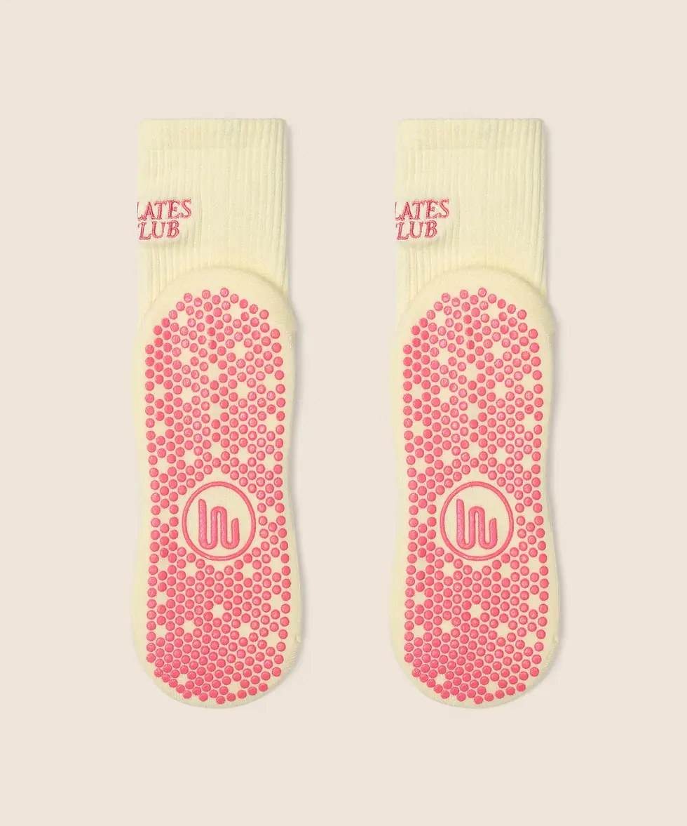 サムネイル： Crew Non Slip Grip Socks - Pilates Club Yellow