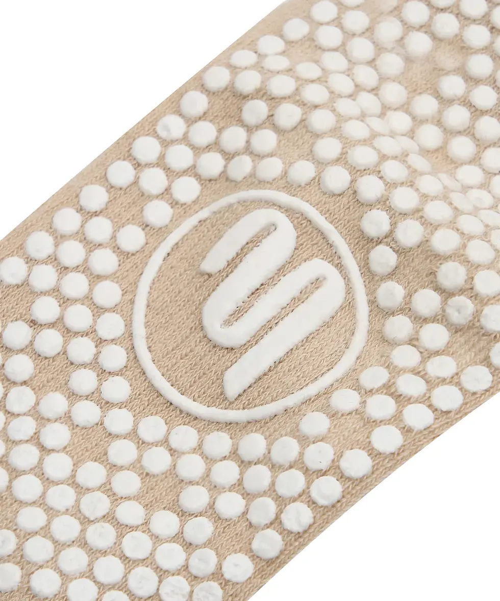 Thumbnail: CREW NON SLIP GRIP SOCKS - BEIGE STRIPES
