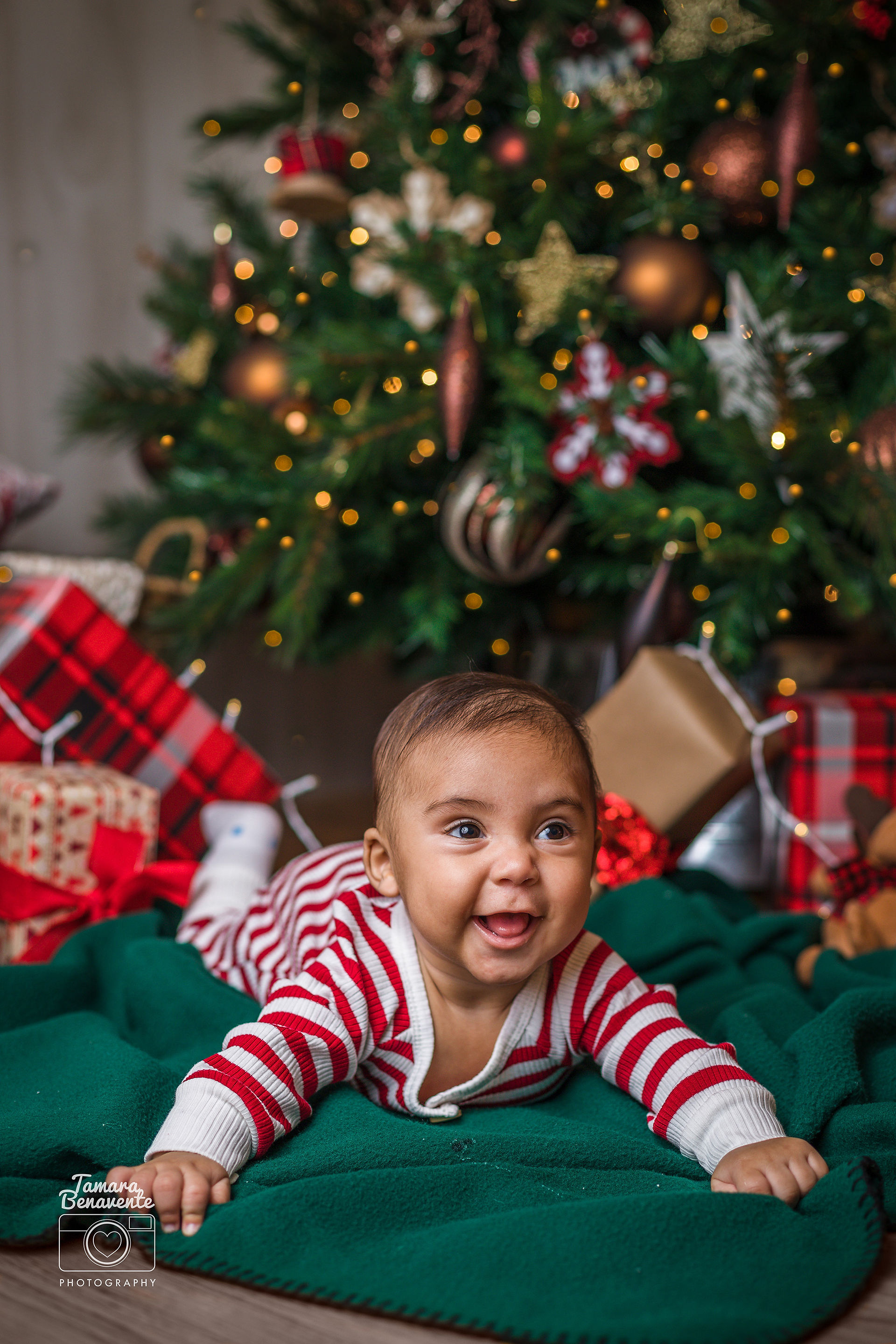 baby, baby under Christmas tree, baby christmas photo, baby's first christmas, newborn photographer, Miami, Miami photographer, 