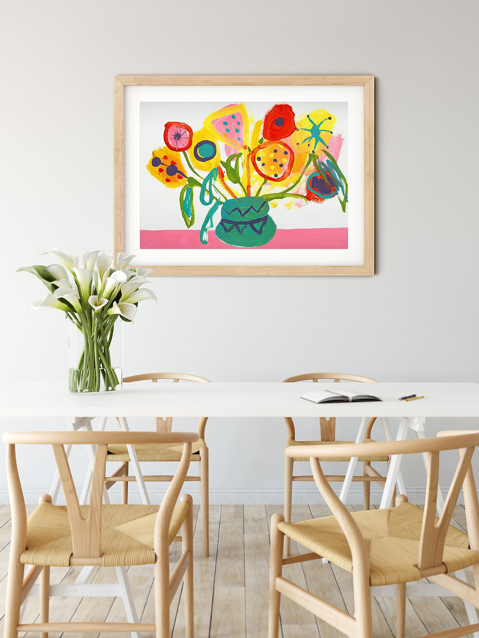 Thumbnail: Spikey Flowers on Pink Cloth Painting by Suzie Cumming