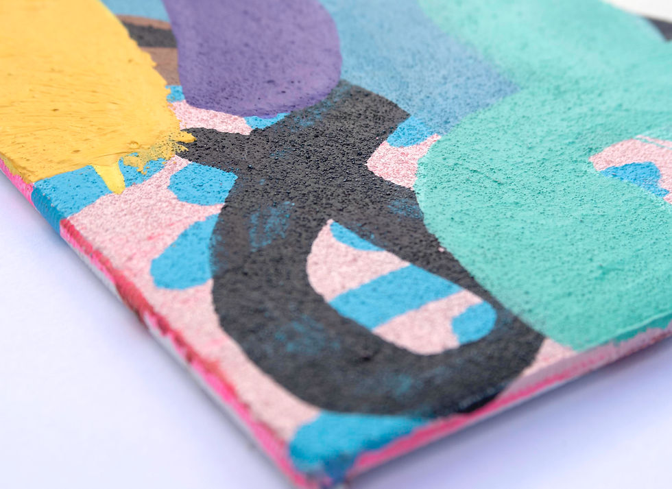 Thumbnail: top of the hill 2 mini abstract landscape painting by suzie cumming art