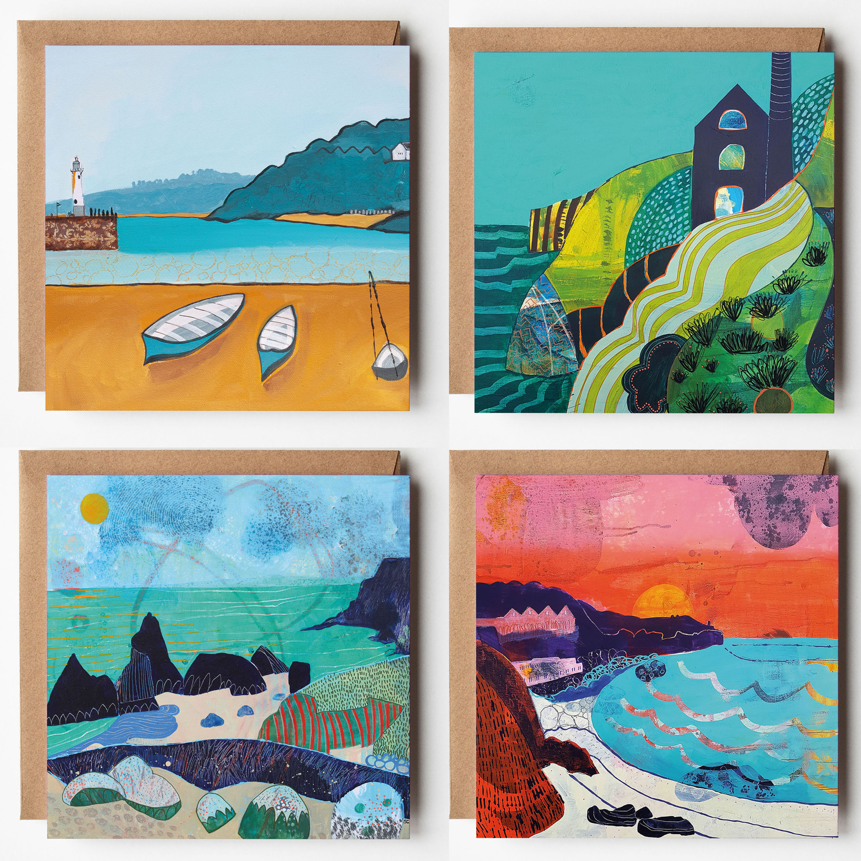 Set of Cornish Coastal Art Cards by Suzie Cumming