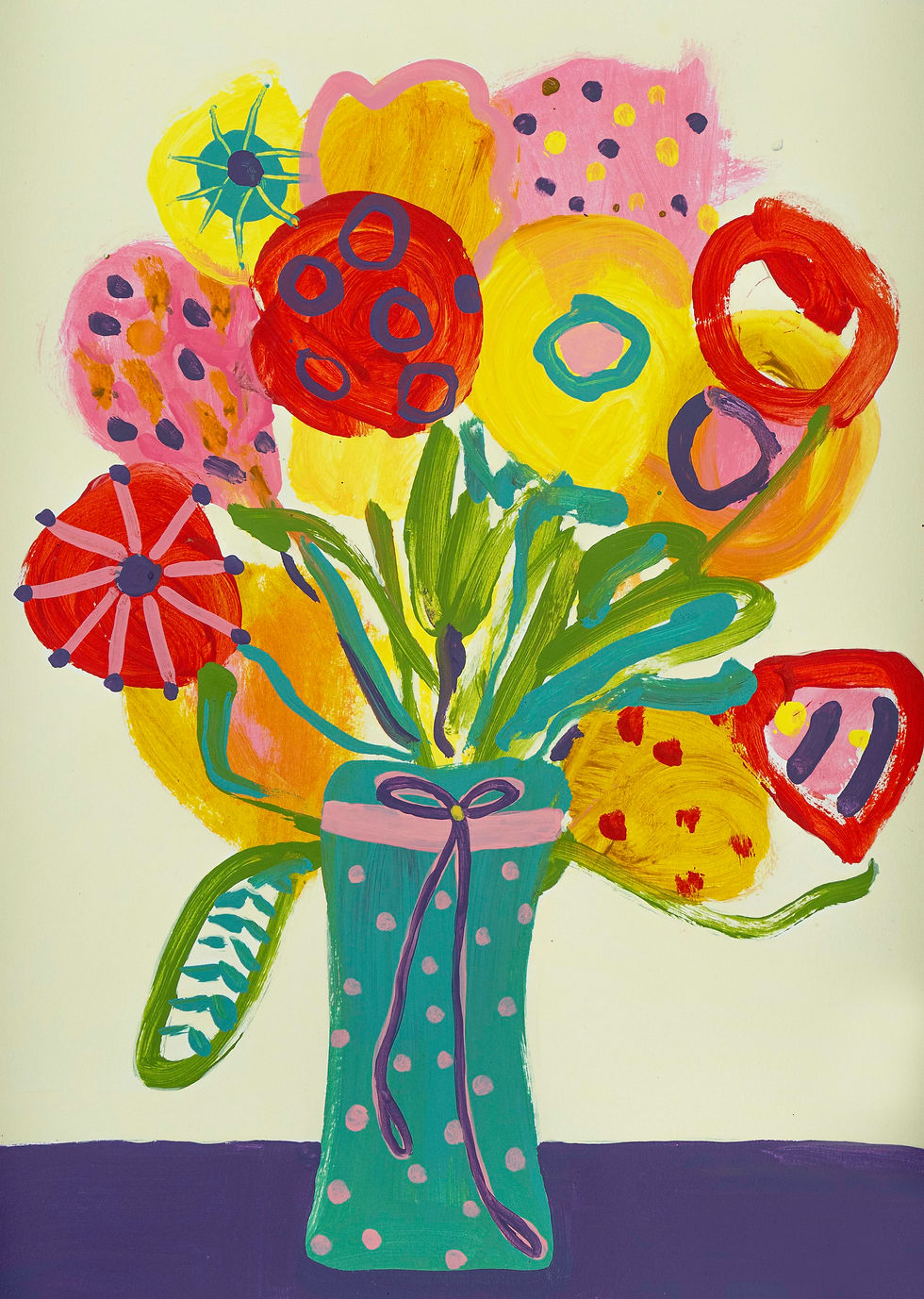 Thumbnail: Big Blooms in Spotty Vase Painting by Suzie Cumming