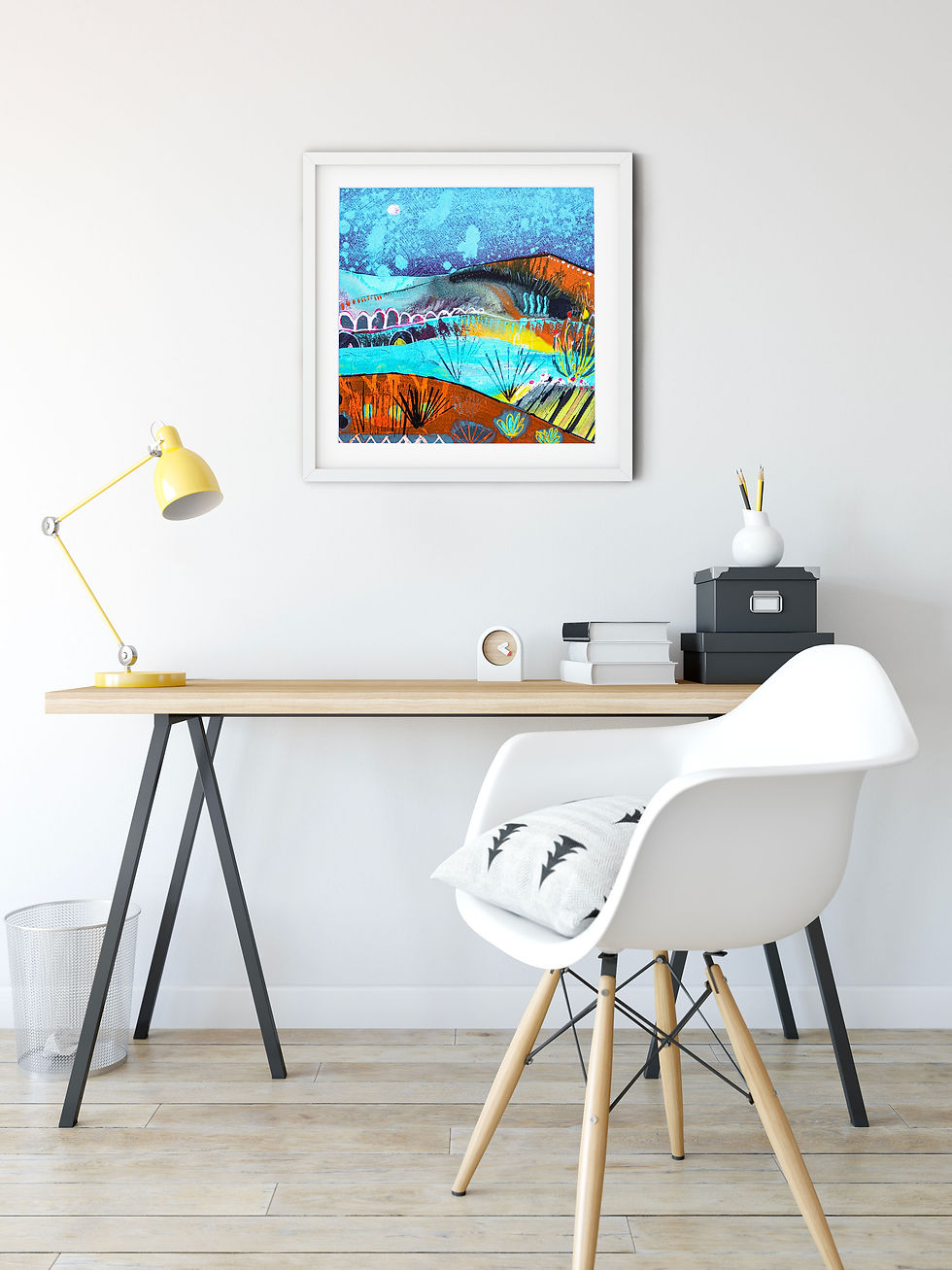 Thumbnail: Orange Landscape Acrylic Painting by Suzie Cumming