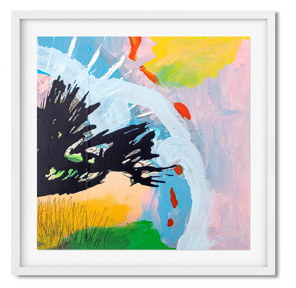 Tree Breeze abstract landscape small painting by Suzie Cumming Art