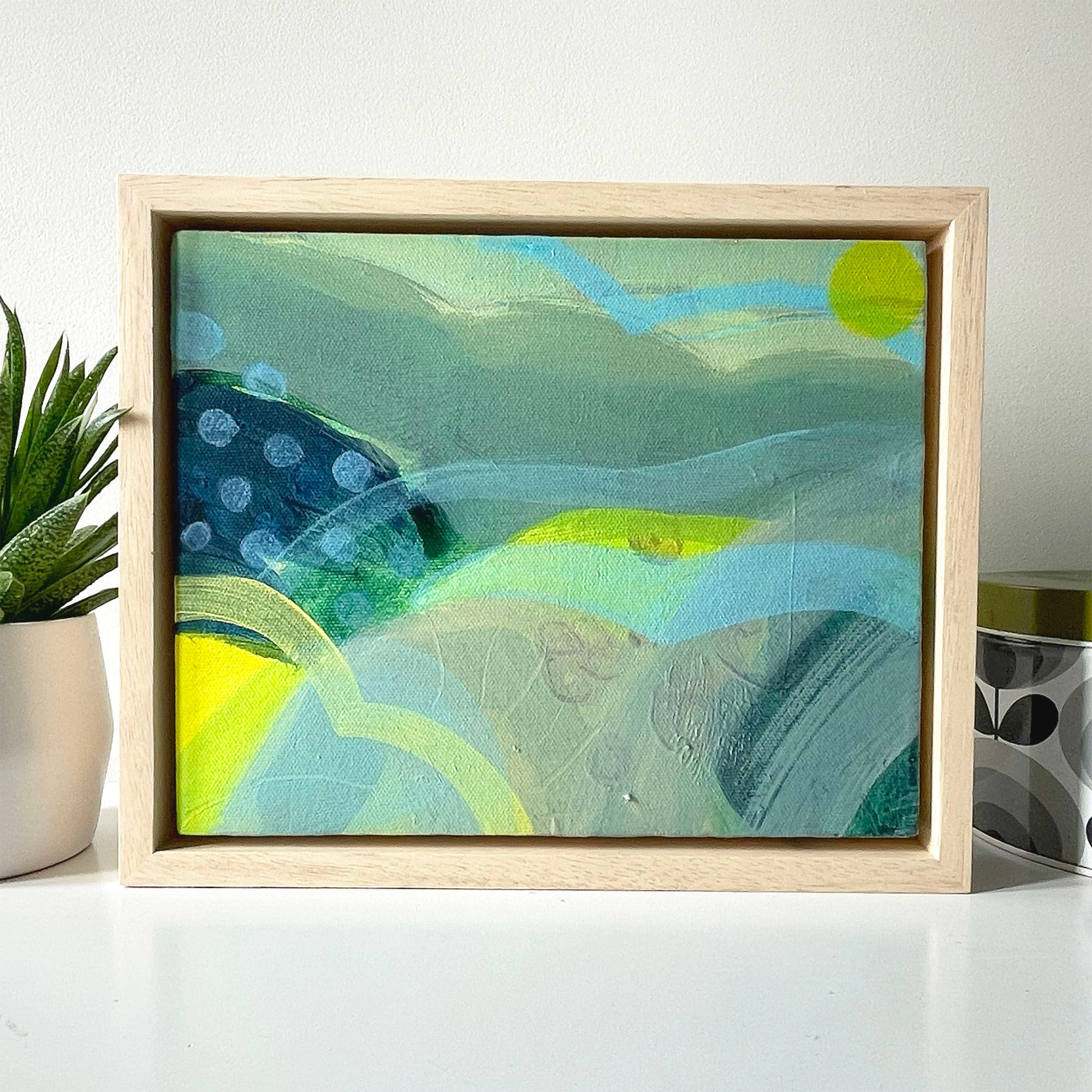 Blue Spotty Landscape Acrylic Painting by Suzie Cumming