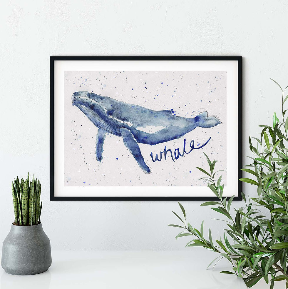 Thumbnail: Blue Whale Watercolour Giclée Print