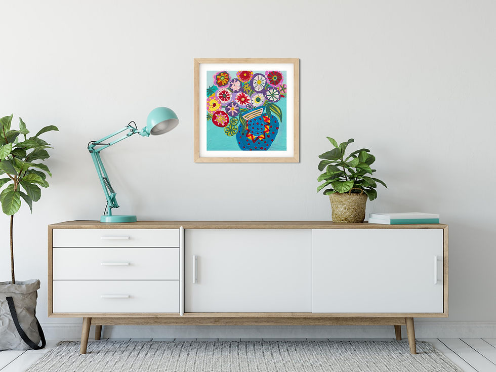 Thumbnail: Blue Vase and Flowers Acrylic Painting