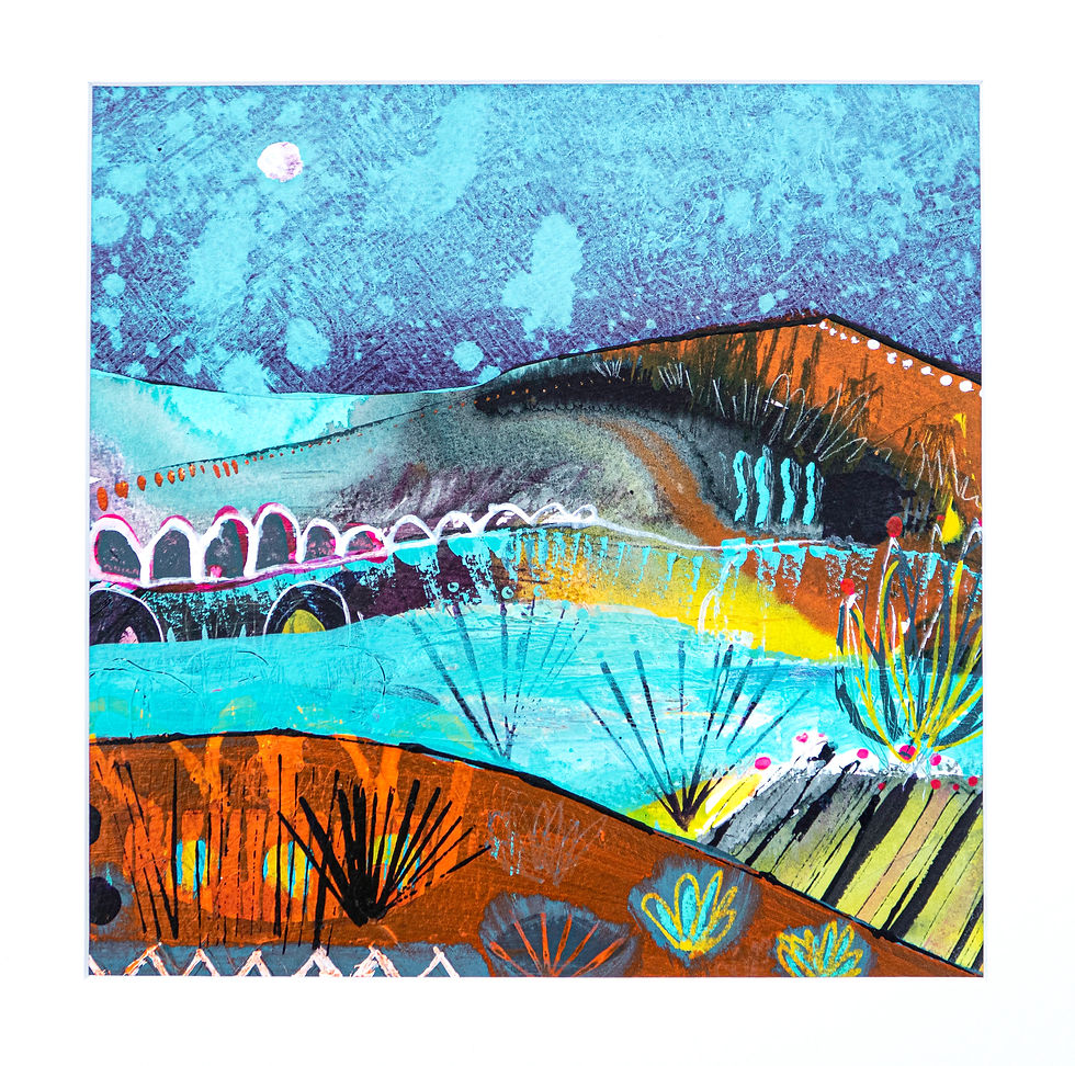 Thumbnail: Orange Landscape Acrylic Painting by Suzie Cumming