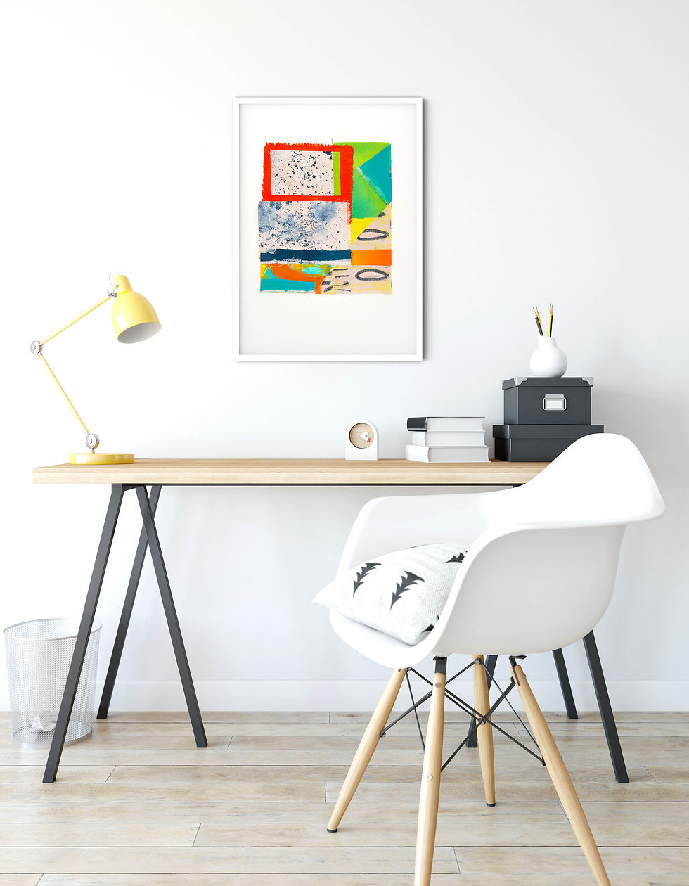 Thumbnail: Inky Squares collage painting by suziecummingart