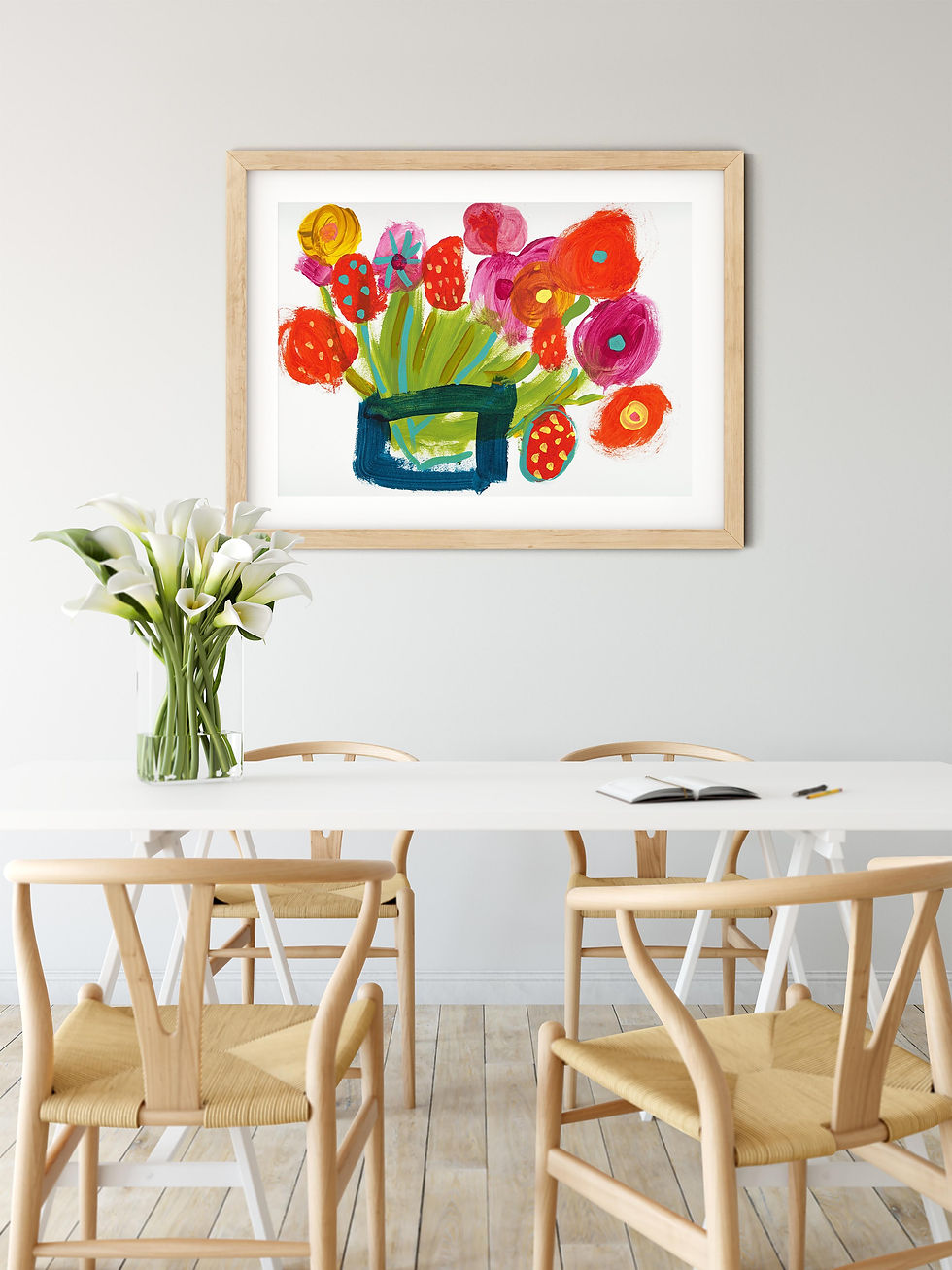 Thumbnail: Flowers in Blue Vessel Painting by Suzie Cumming