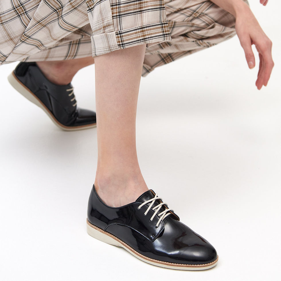 Thumbnail: Derby Super Soft Black Patent Crinkle Leather
