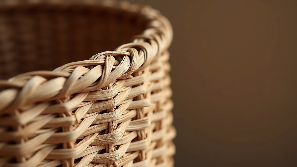 Close-up view of a woven basket showcasing intricate patterns