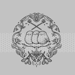 鳥 花草 圓形