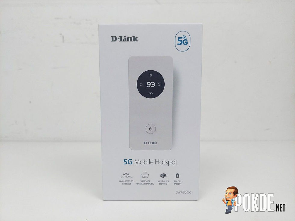 Thumbnail: Compact D‑LINK 5G MiFi hotspot with dual-band Wi‑Fi and long-lasting battery for travel.