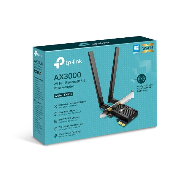 Thumbnail: TP-Link Archer TX55E PCIe Wi-Fi 6 Bluetooth adapter black design