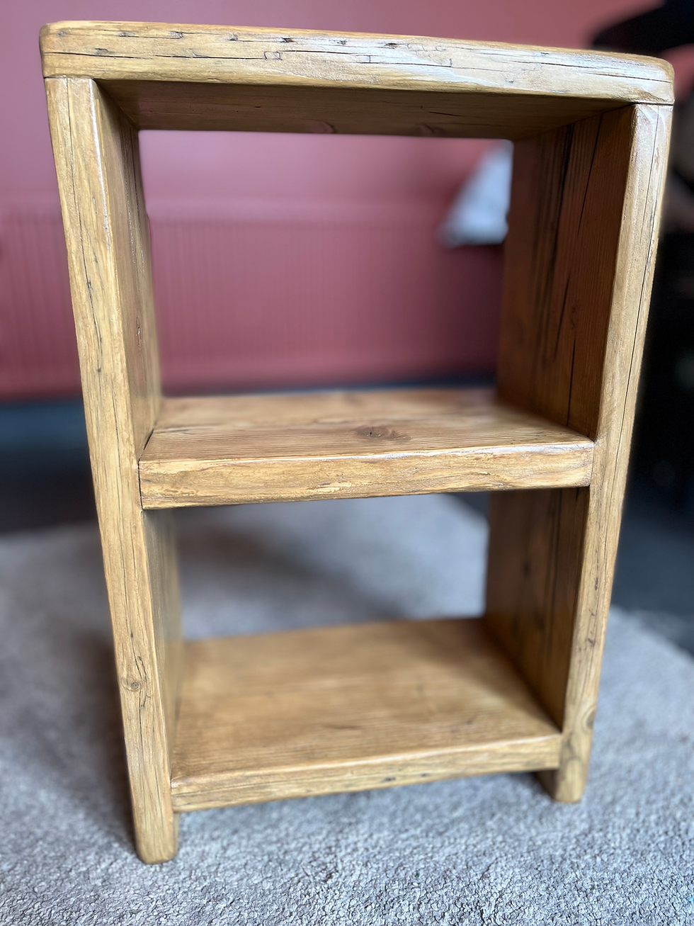 Thumbnail: Reclaimed Chunky Wooden Rustic Bedside Table, Side Table Storage Shelf Active