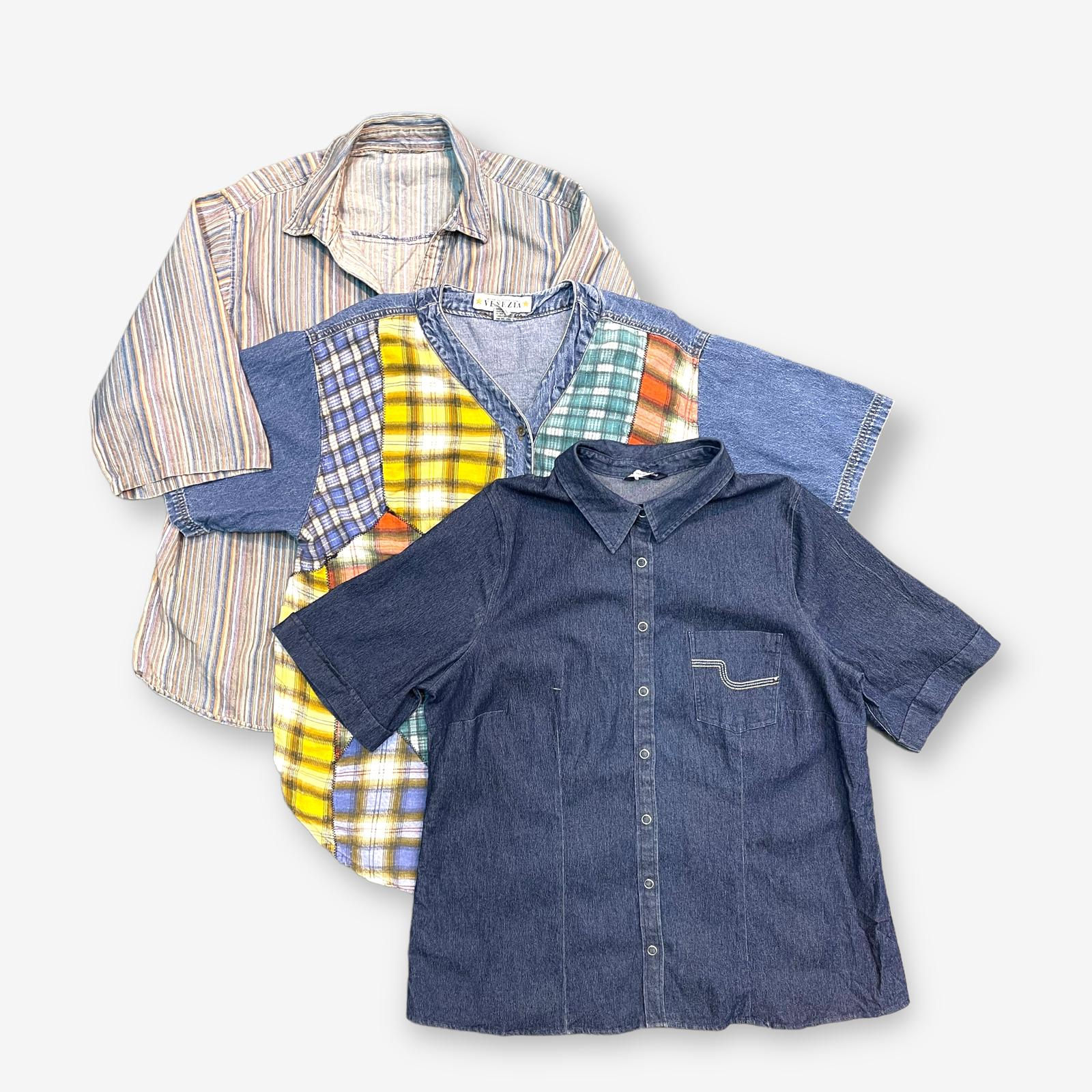 10 x Vintage Women's Short Sleeved Denim Shirt/Blouse Mix