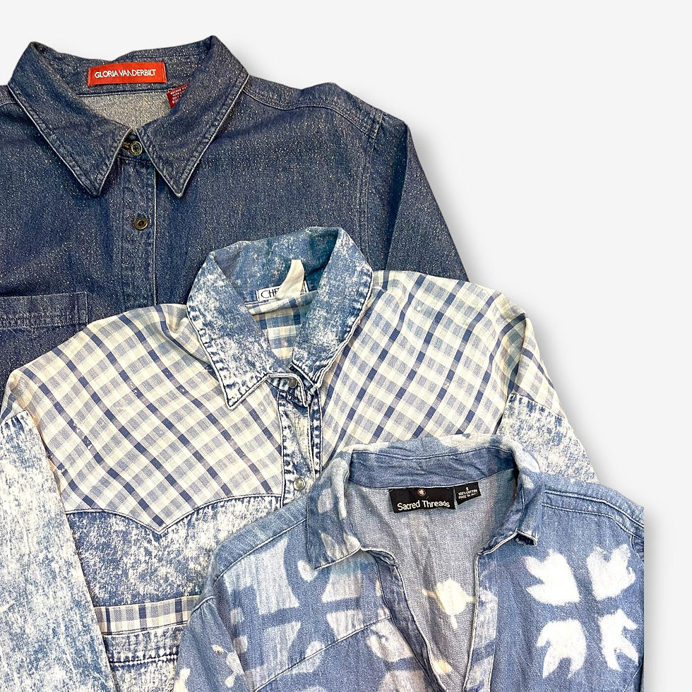 Thumbnail: 10 x Vintage Women's Long Sleeved Denim Shirt/Blouse Mix