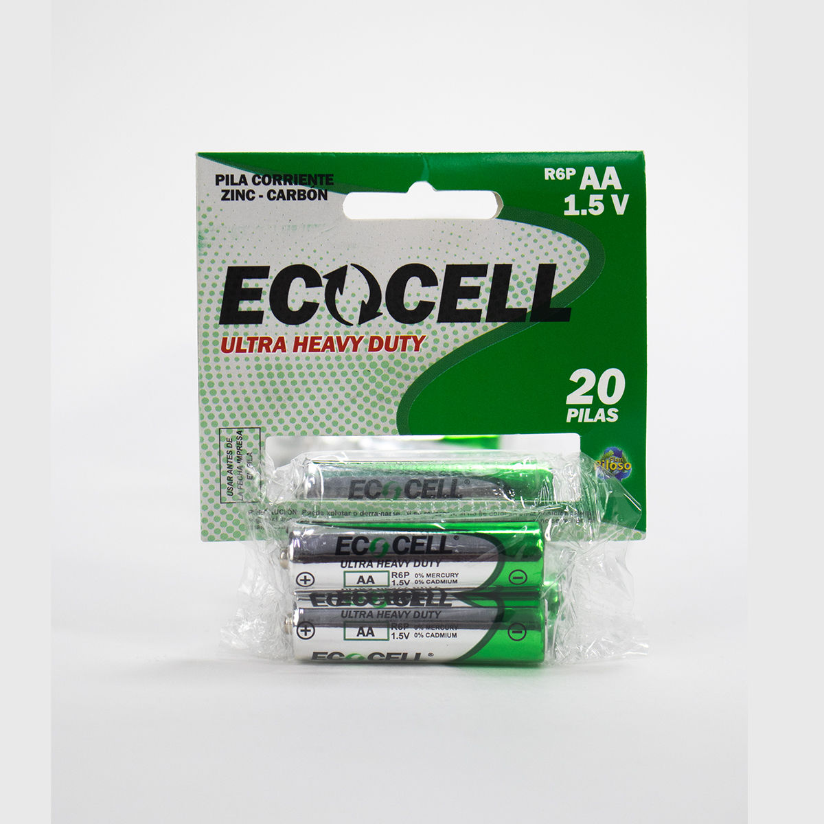 Pilas Ecocell AA R6P Zinc-Carbón 1.5V (Pack de 20)