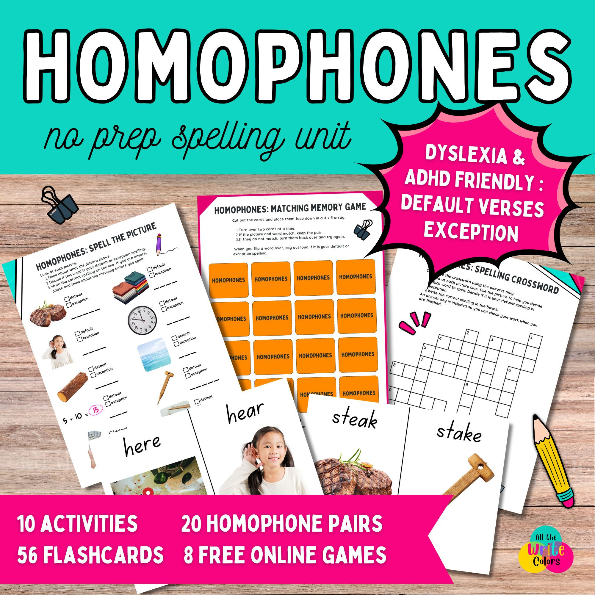 Homophones Lesson Bundle: Dyslexia & ADHD friendly