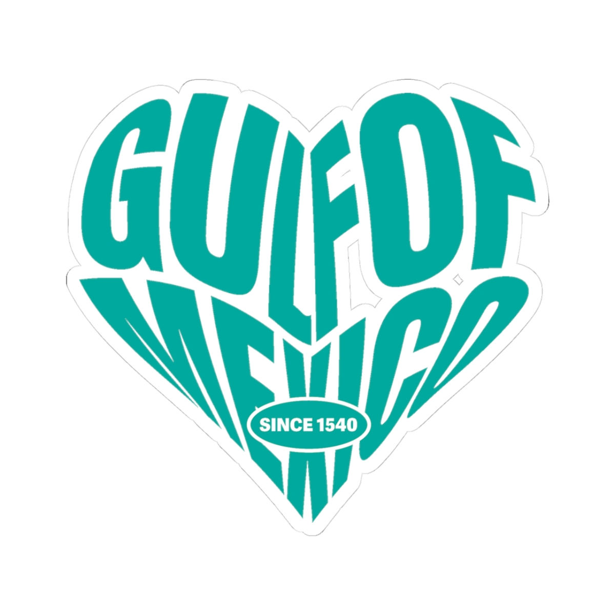 Gulf of Mexico Heart - Turquoise - Bleubetty Kiss-Cut Stickers