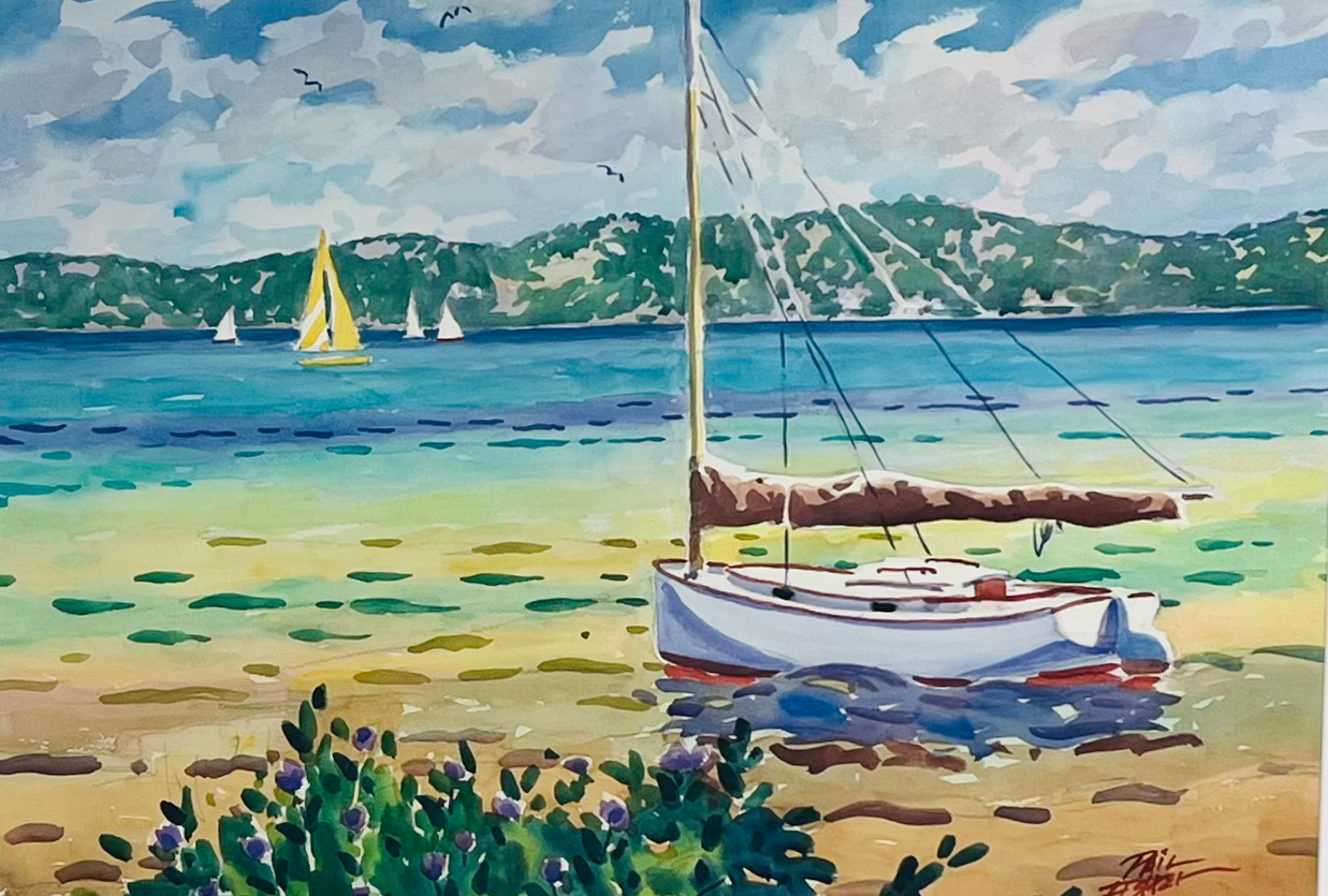 "Cat Boat", Phil Fisher
30x22, Watercolor, $2,900